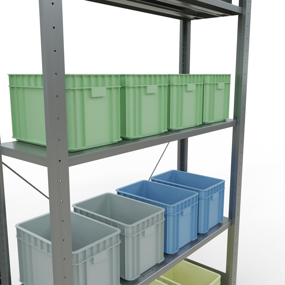 Número de imagen del producto 3: Estantería de cargas pequeñas SCHULTE galvanizada con 5 estantes de chapa de acero, carga por estante 150 kg, HxAxF 2.000 x 1.060 x 336 mm