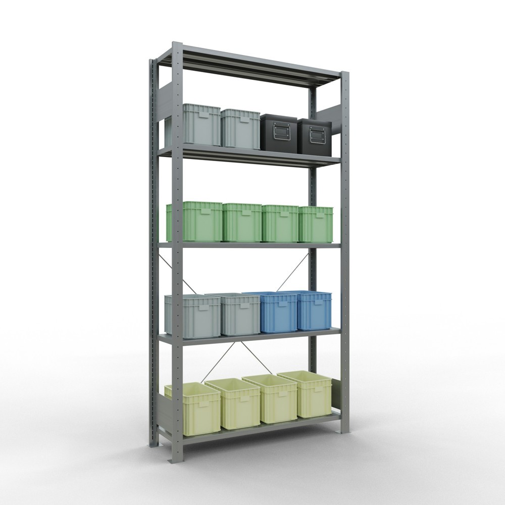 Número de imagen del producto 4: Estantería de cargas pequeñas SCHULTE galvanizada con 5 estantes de chapa de acero, carga por estante 150 kg, HxAxF 2.000 x 1.060 x 336 mm