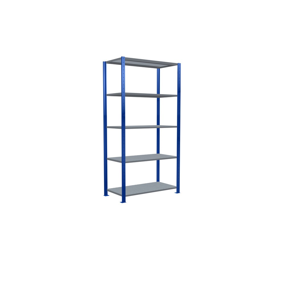 Número de imagen del producto 5: Estantería de cargas pequeñas SCHULTE azul genciana/galvanizada con 5 estantes de chapa de acero, carga por estante 150 kg, HxAxF 2.000 x 1.060 x 536 mm