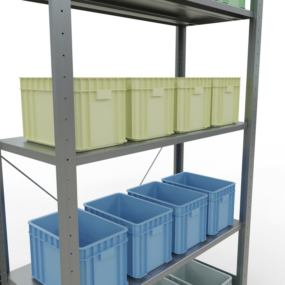 Número de imagen del producto 4: Estantería de cargas pequeñas SCHULTE galvanizada con 5 estantes de chapa de acero, carga por estante 150 kg, HxAxF 2.000 x 1.060 x 436 mm