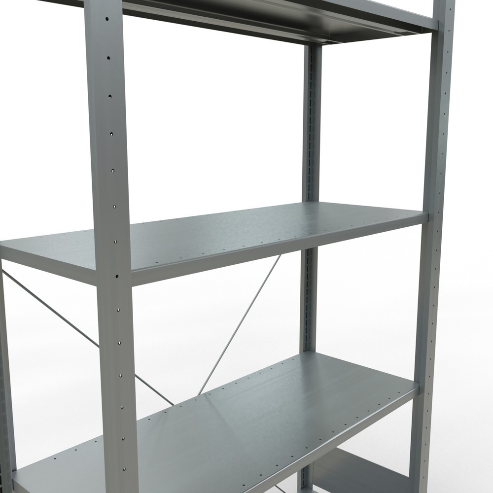 Número de imagen del producto 5: Estantería de cargas pequeñas SCHULTE galvanizada con 5 estantes de chapa de acero, carga por estante 150 kg, HxAxF 2.000 x 1.060 x 436 mm