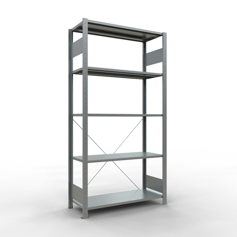 Imagen del producto: Estantería de cargas pequeñas SCHULTE galvanizada con 5 estantes de chapa de acero, carga por estante 150 kg, HxAxF 2.000 x 1.060 x 436 mm