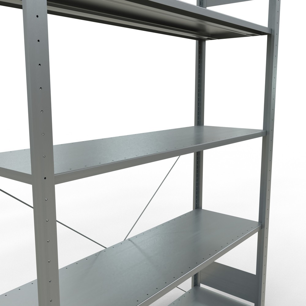 Número de imagen del producto 5: Estantería de cargas pequeñas SCHULTE galvanizada con 5 estantes de chapa de acero, carga por estante 150 kg, HxAxF 2.000 x 1.360 x 436 mm