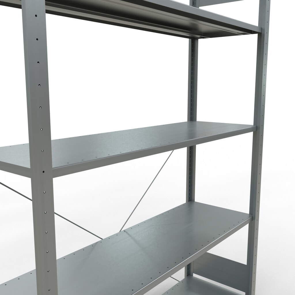 Estantería de cargas pequeñas SCHULTE galvanizada con 5 estantes de chapa de acero, carga por estante 150 kg, HxAxF 2.000 x 1.360 x 436 mm Número de imagen del producto 5: Estantería de cargas pequeñas SCHULTE galvanizada con 5 estantes de chapa de acero, carga por estante 150 kg, HxAxF 2.000 x 1.360 x 436 mm