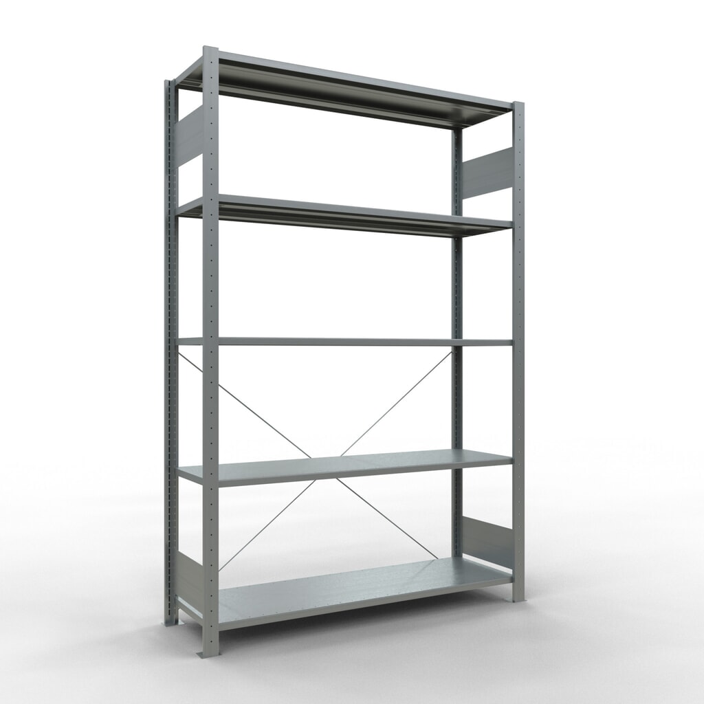 Imagen del producto: Estantería de cargas pequeñas SCHULTE galvanizada con 5 estantes de chapa de acero, carga por estante 150 kg, HxAxF 2.000 x 1.360 x 436 mm