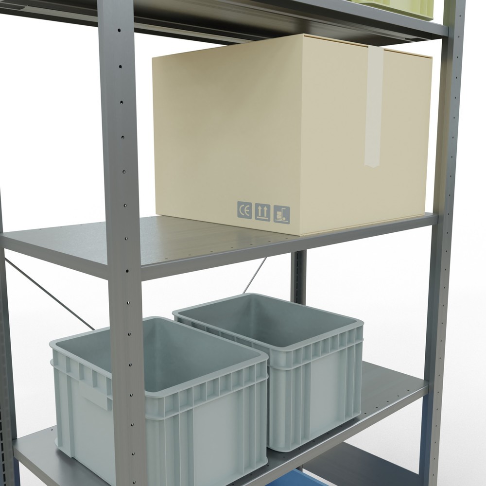 Número de imagen del producto 4: Estantería de cargas pequeñas SCHULTE galvanizada con 5 estantes de chapa de acero, carga por estante 150 kg, HxAxF 2.000 x 1.060 x 536 mm