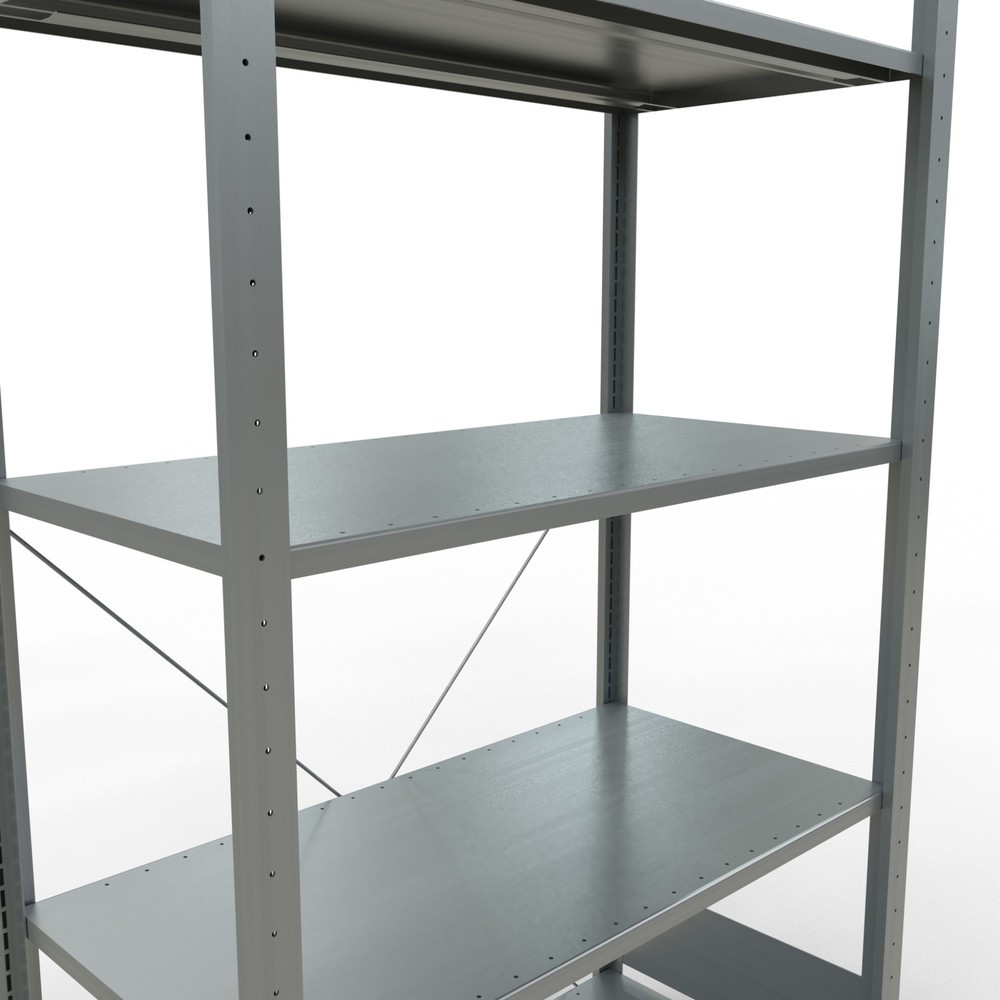 Número de imagen del producto 5: Estantería de cargas pequeñas SCHULTE galvanizada con 5 estantes de chapa de acero, carga por estante 150 kg, HxAxF 2.000 x 1.060 x 536 mm