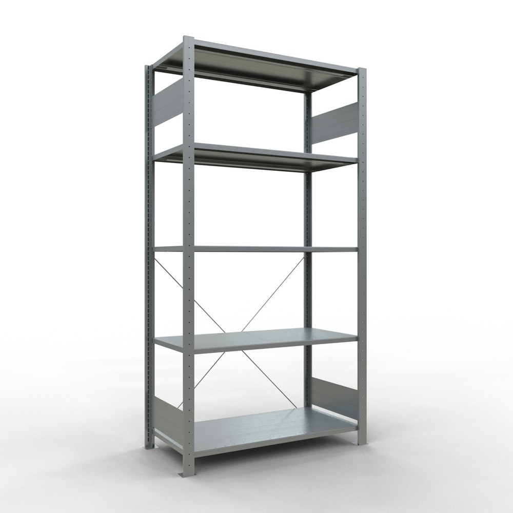Imagen del producto: Estantería de cargas pequeñas SCHULTE galvanizada con 5 estantes de chapa de acero, carga por estante 150 kg, HxAxF 2.000 x 1.060 x 536 mm