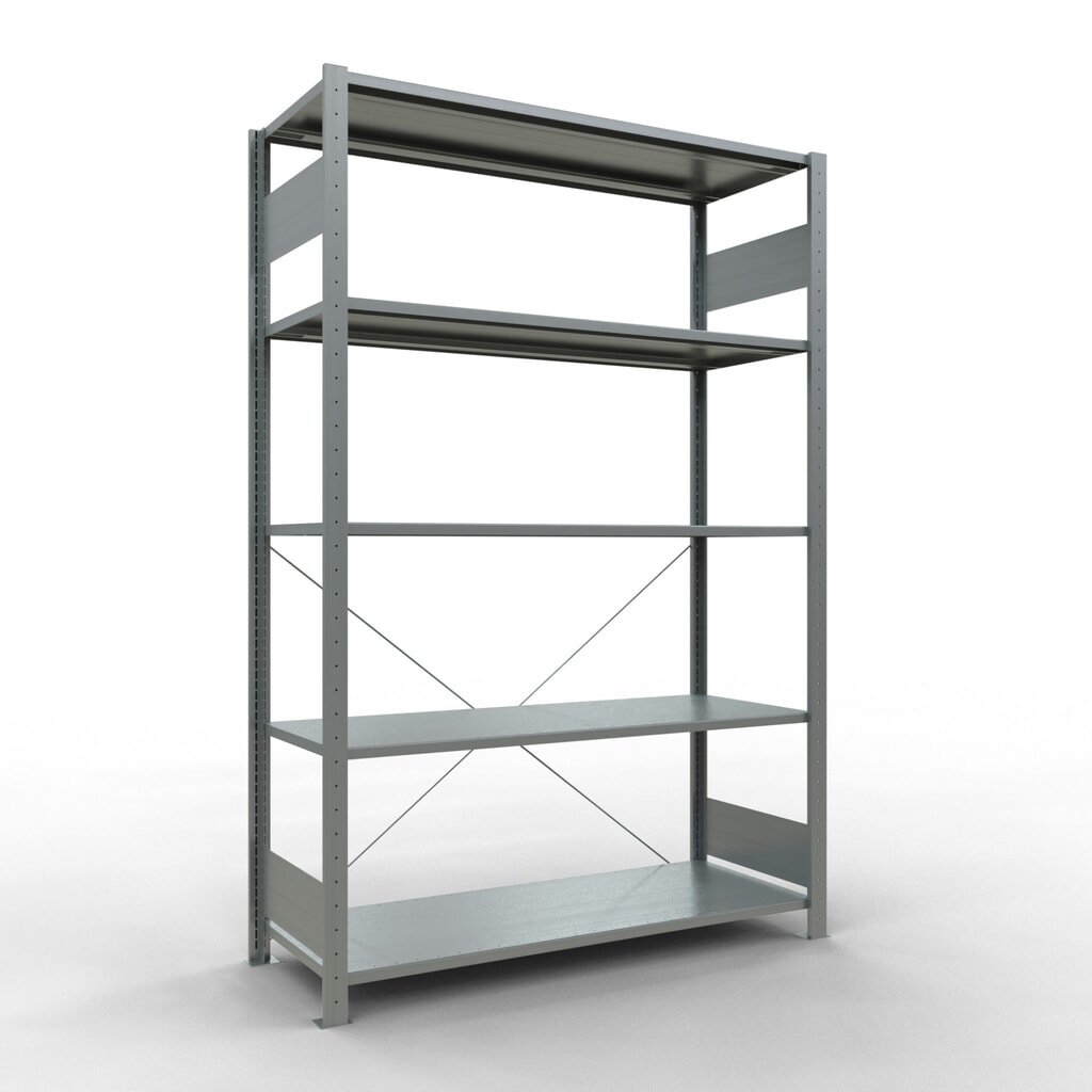 Estantería de cargas pequeñas SCHULTE galvanizada con 5 estantes de chapa de acero, carga por estante 150 kg, HxAxF 2.000 x 1.360 x 536 mm Imagen del producto: Estantería de cargas pequeñas SCHULTE galvanizada con 5 estantes de chapa de acero, carga por estante 150 kg, HxAxF 2.000 x 1.360 x 536 mm