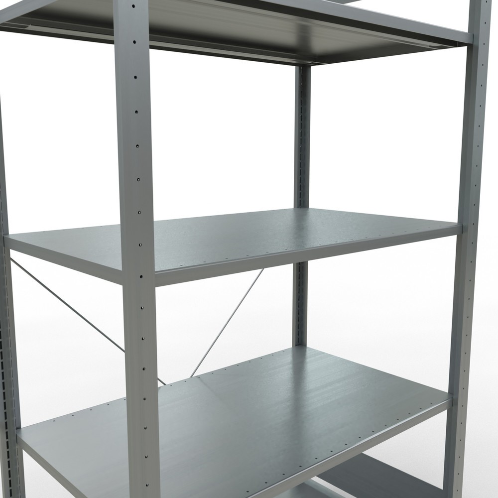 Número de imagen del producto 5: Estantería de cargas pequeñas SCHULTE galvanizada con 5 estantes de chapa de acero, carga por estante 150 kg, HxAxF 2.000 x 1.060 x 636 mm