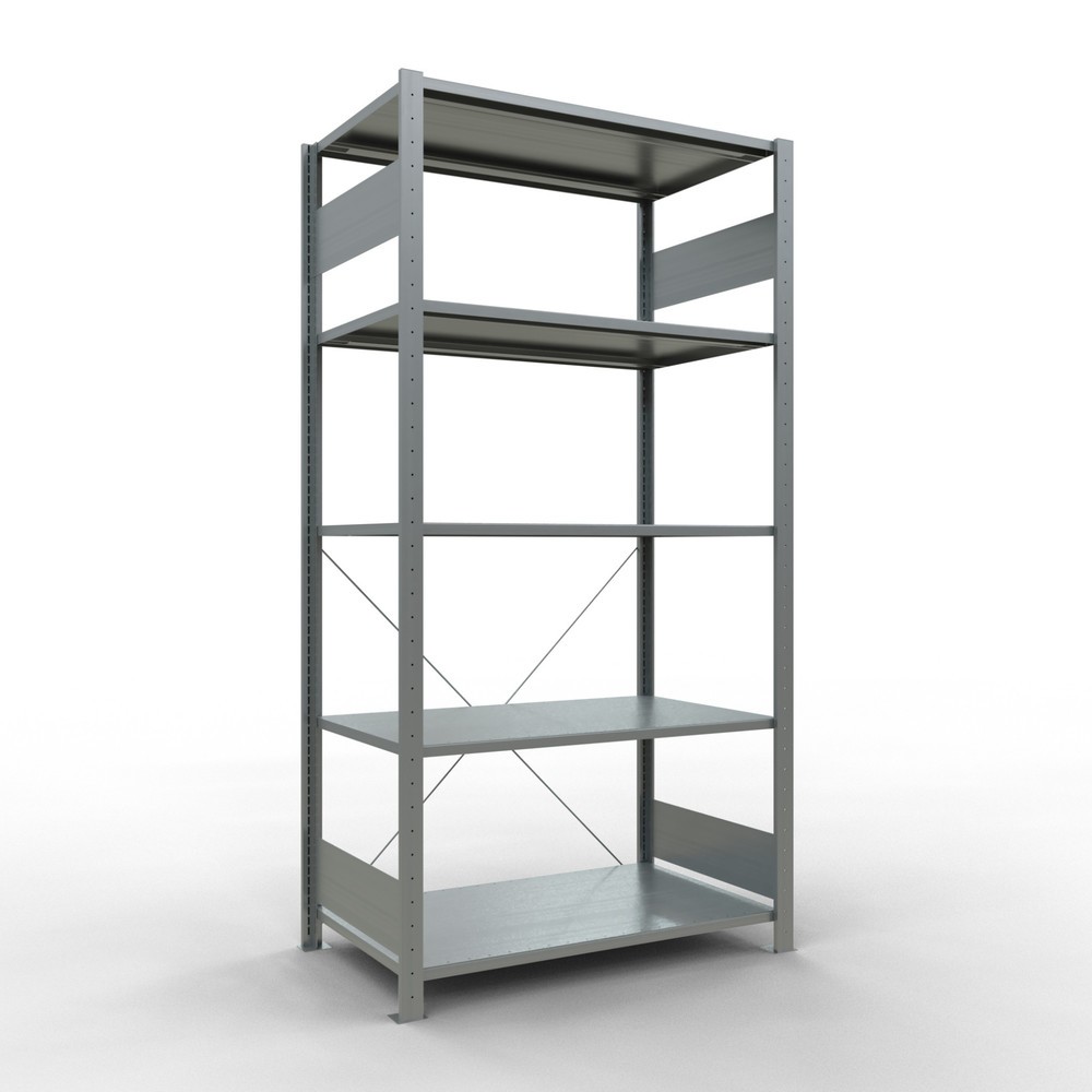 Imagen del producto: Estantería de cargas pequeñas SCHULTE galvanizada con 5 estantes de chapa de acero, carga por estante 150 kg, HxAxF 2.000 x 1.060 x 636 mm