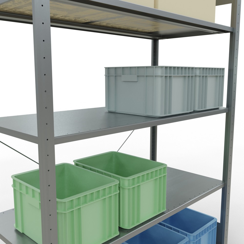 Número de imagen del producto 4: Estantería de cargas pequeñas SCHULTE galvanizada con 5 estantes de chapa de acero, carga por estante 150 kg, HxAxF 2.000 x 1.360 x 636 mm