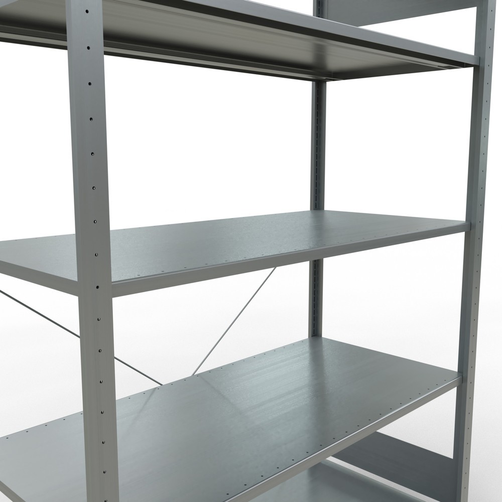 Número de imagen del producto 5: Estantería de cargas pequeñas SCHULTE galvanizada con 5 estantes de chapa de acero, carga por estante 150 kg, HxAxF 2.000 x 1.360 x 636 mm
