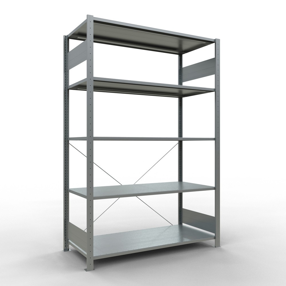 Imagen del producto: Estantería de cargas pequeñas SCHULTE galvanizada con 5 estantes de chapa de acero, carga por estante 150 kg, HxAxF 2.000 x 1.360 x 636 mm