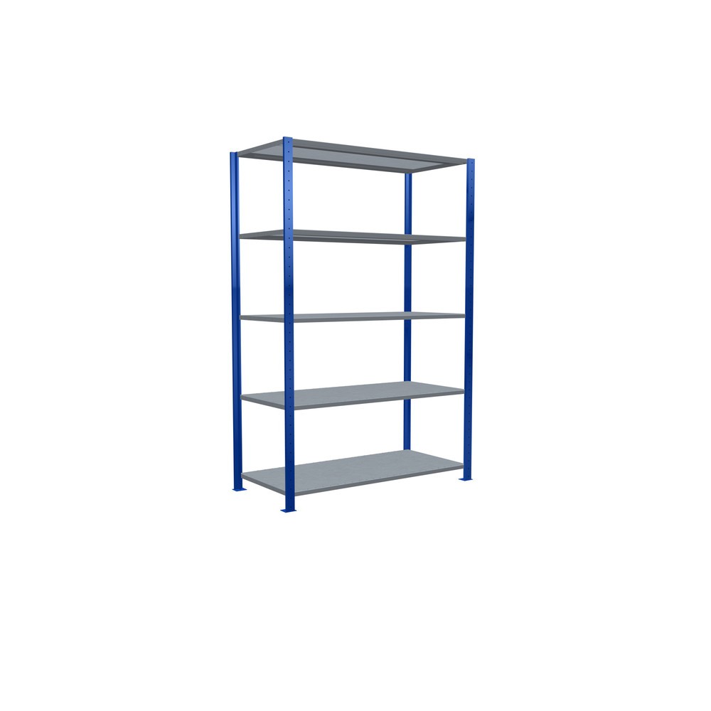 Número de imagen del producto 2: Estantería de cargas pequeñas SCHULTE azul genciana/galvanizada con 5 estantes de chapa de acero, carga por estante 150 kg, HxAxF 2.000 x 1.360 x 636 mm