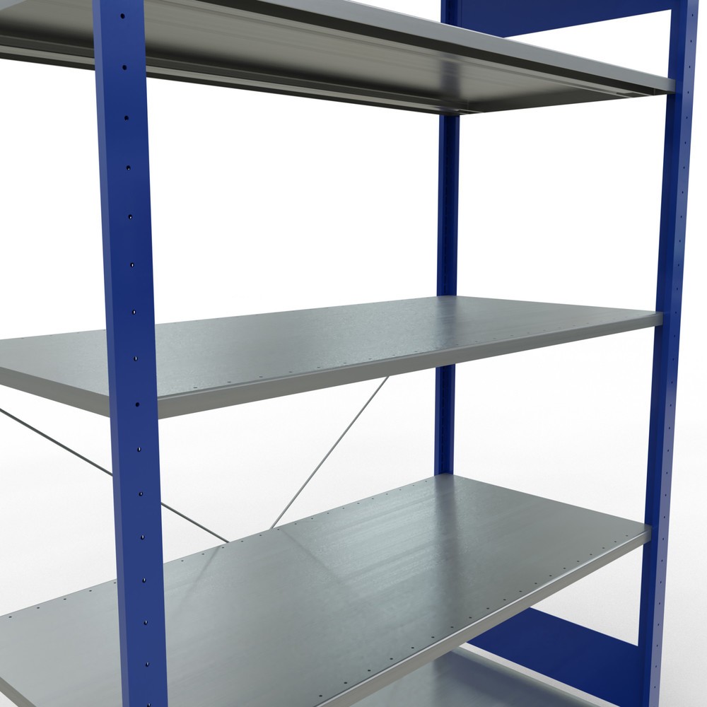 Número de imagen del producto 5: Estantería de cargas pequeñas SCHULTE azul genciana/galvanizada con 5 estantes de chapa de acero, carga por estante 150 kg, HxAxF 2.000 x 1.360 x 636 mm