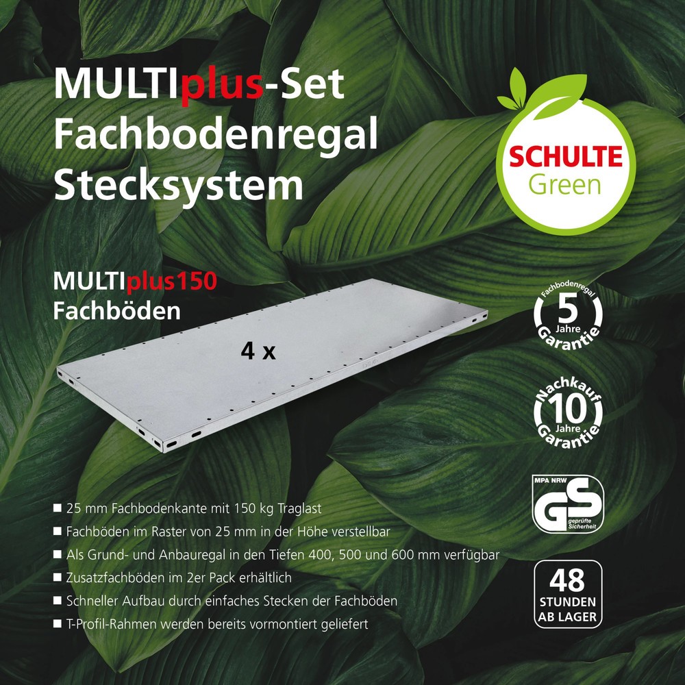 Número de imagen del producto 2: Estantería de cargas pequeñas SCHULTE Green, montaje encajado, módulo adicional, carga por estante: 150 kg, galvanizada, Al x An x P: 2.000 x 1.000 x 600 mm