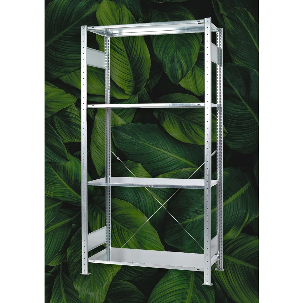 Número de imagen del producto 2: Estantería de cargas pequeñas SCHULTE Green, montaje encajado, módulo inicial, carga por estante: 150 kg, galvanizada, Al x An x P: 2.000 x 1.000 x 600 mm