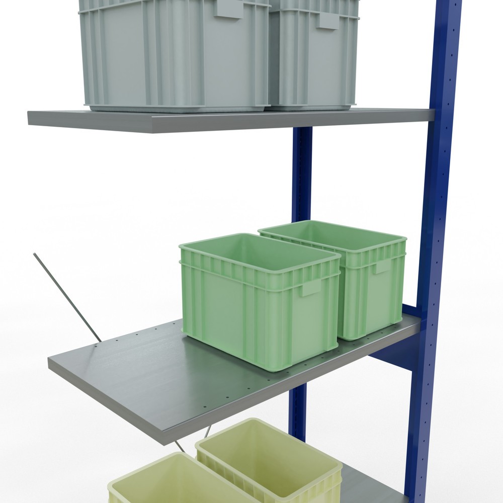 Número de imagen del producto 4: Estantería de cargas pequeñas SCHULTE, módulo adicional, azul genciana/galvanizado, carga por estante 150 kg, H x An x Fo 2.500 x 750 x 400 mm
