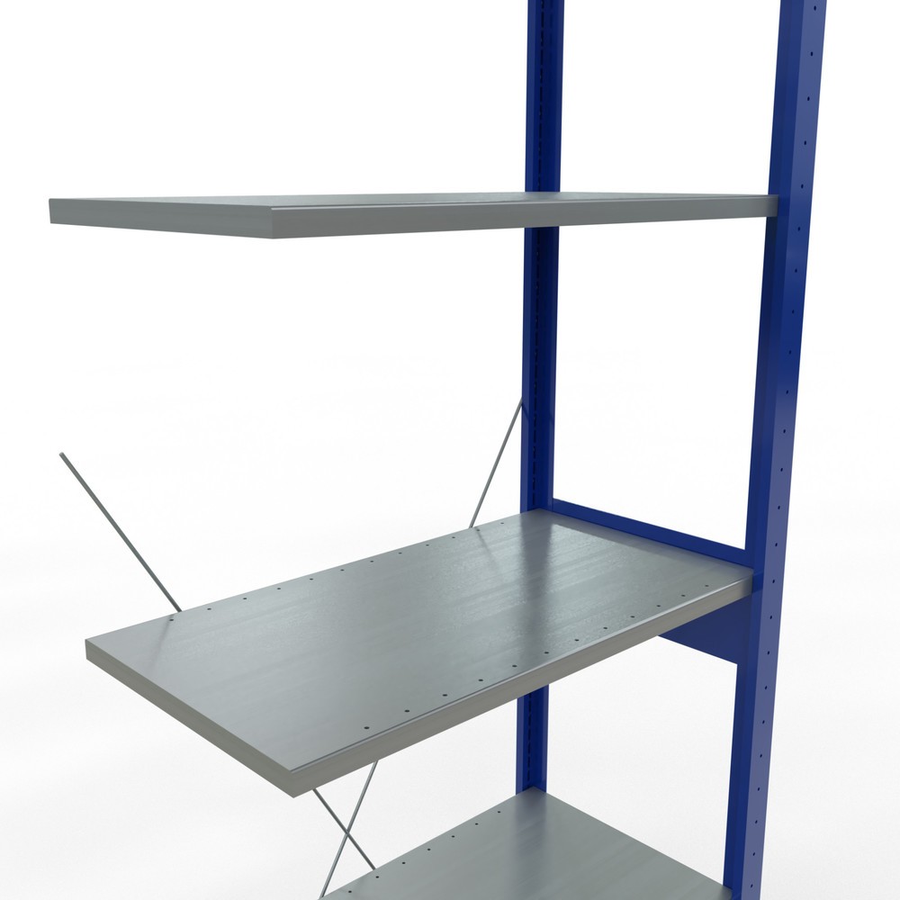 Número de imagen del producto 5: Estantería de cargas pequeñas SCHULTE, módulo adicional, azul genciana/galvanizado, carga por estante 150 kg, H x An x Fo 2.500 x 750 x 400 mm