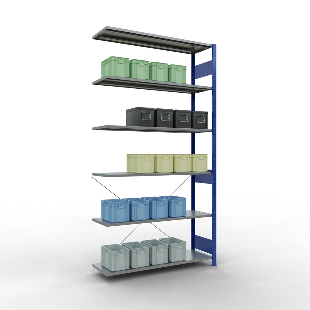 Estantería de cargas pequeñas SCHULTE, módulo adicional, azul genciana/galvanizado, carga por estante 150 kg, H x An x Fo 2.500 x 1.300 x 400 mm Número de imagen del producto 3: Estantería de cargas pequeñas SCHULTE, módulo adicional, azul genciana/galvanizado, carga por estante 150 kg, H x An x Fo 2.500 x 1.300 x 400 mm