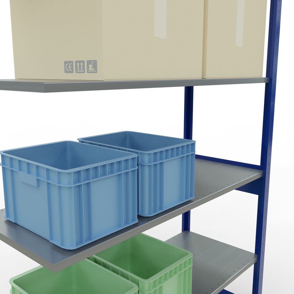 Número de imagen del producto 4: estantería de cargas pequeñas SCHULTE, módulo adicional, azul genciana galvanizado, carga por estante 150 kg, alto H x An x F 2.500 x 1.300 x 500 mm