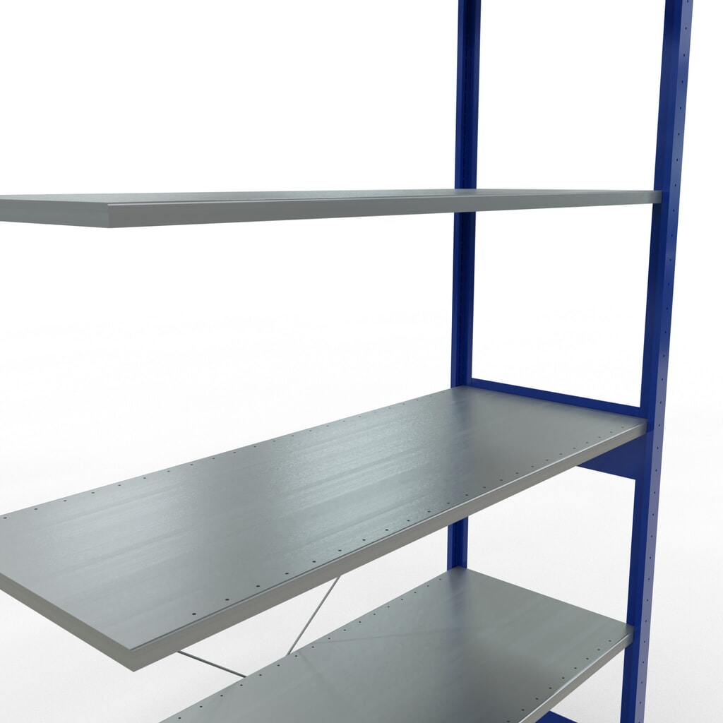 estantería de cargas pequeñas SCHULTE, módulo adicional, azul genciana galvanizado, carga por estante 150 kg, alto H x An x F 2.500 x 1.300 x 500 mm Número de imagen del producto 5: estantería de cargas pequeñas SCHULTE, módulo adicional, azul genciana galvanizado, carga por estante 150 kg, alto H x An x F 2.500 x 1.300 x 500 mm