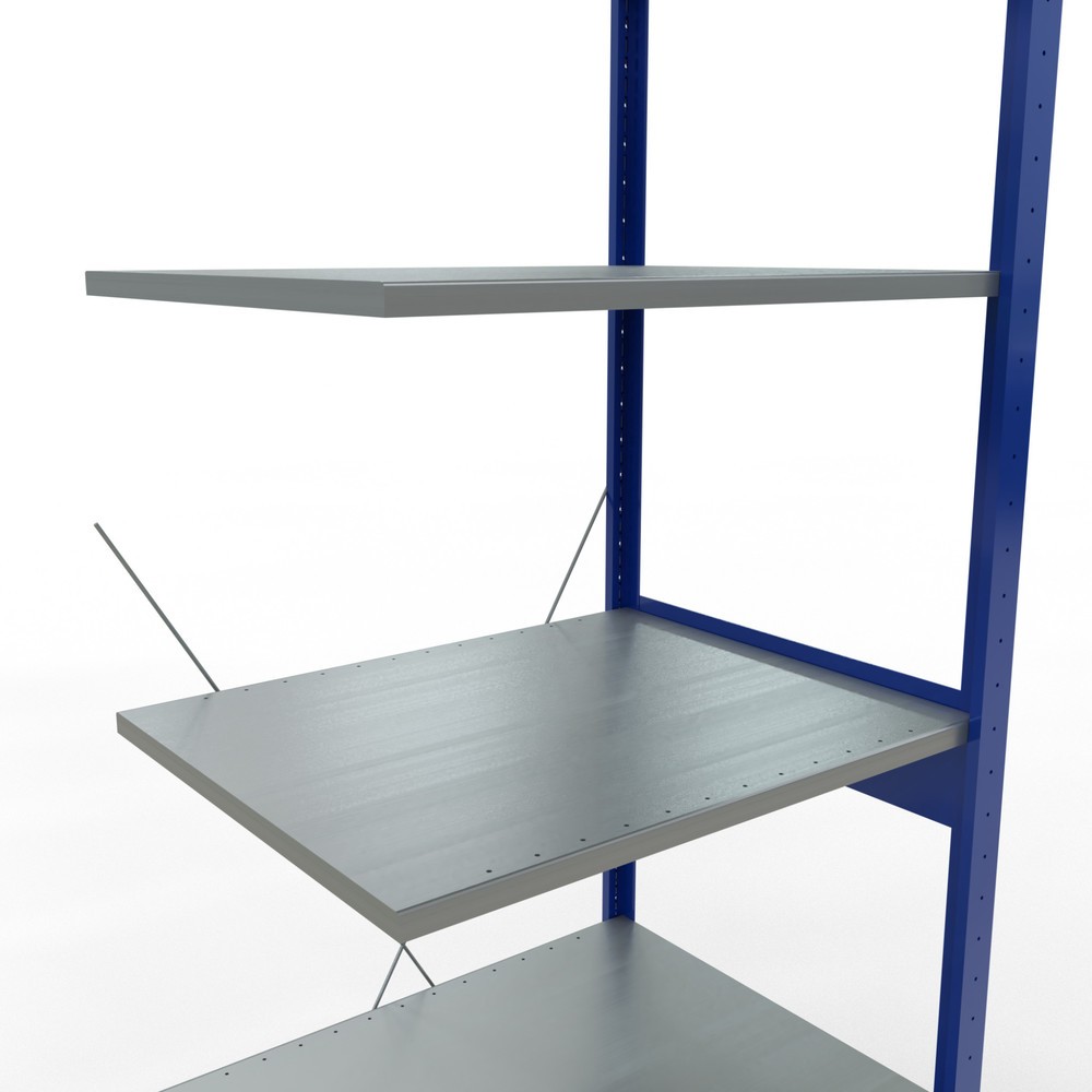 Número de imagen del producto 5: estantería de cargas pequeñas SCHULTE, módulo adicional, genciana azul/galvanizado, carga por estante 150 kg, alto H x An x F 2.500 x 750 x 600 mm