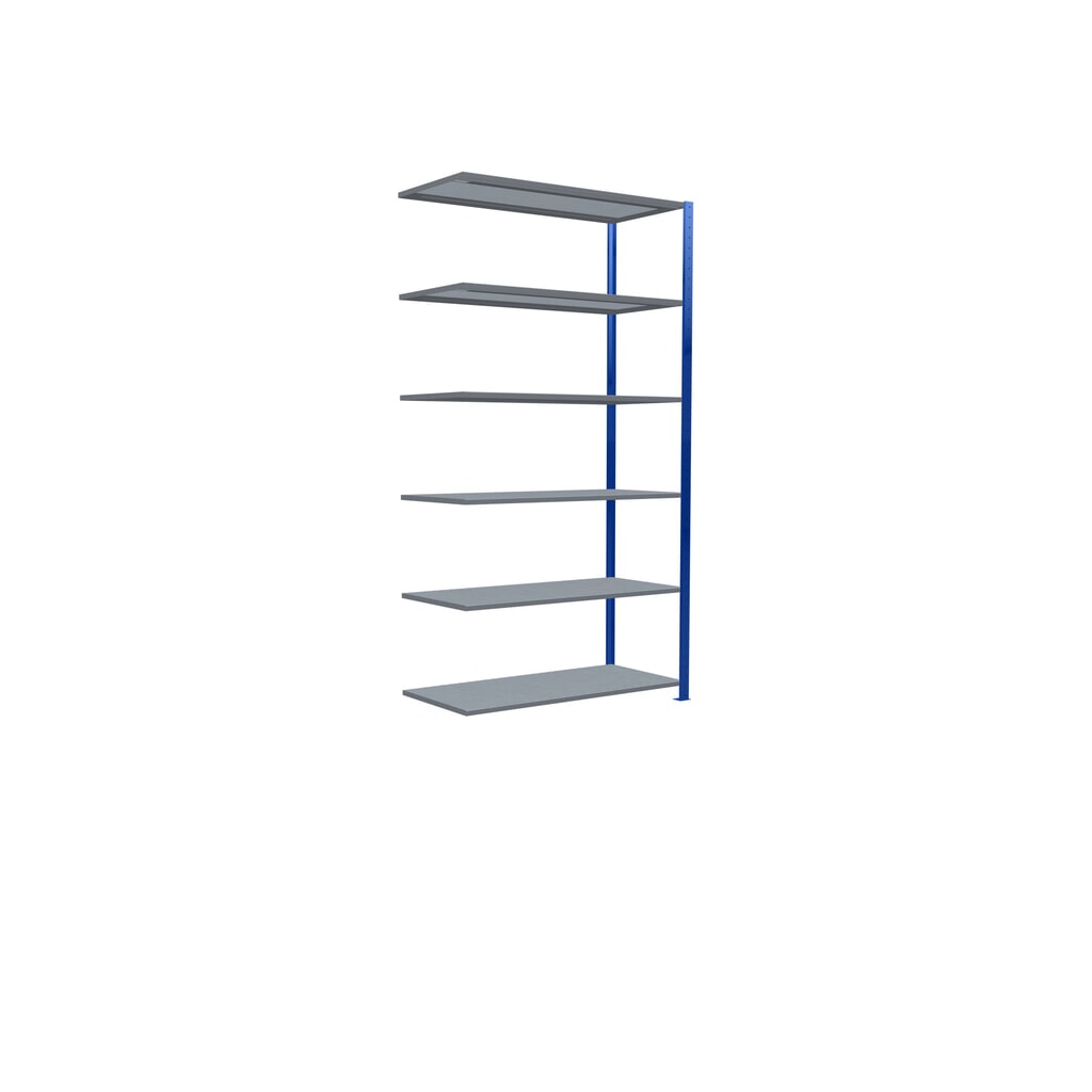 Número de imagen del producto 2: Estantería de cargas pequeñas SCHULTE, módulo adicional, azul genciana/galvanizado, carga por estante 150 kg, H x An x Fo 2.500 x 1.300 x 600 mm