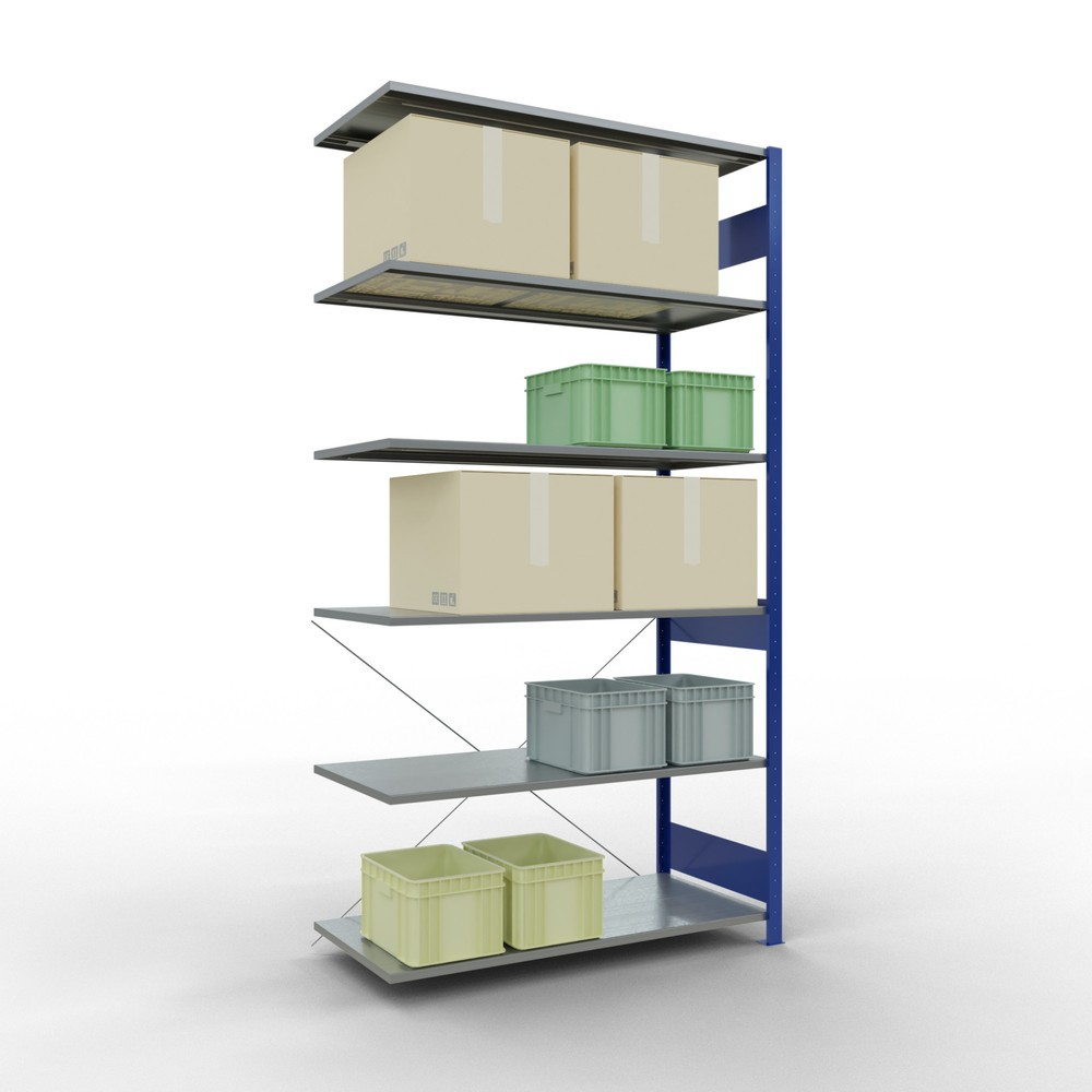 Número de imagen del producto 3: Estantería de cargas pequeñas SCHULTE, módulo adicional, azul genciana/galvanizado, carga por estante 150 kg, H x An x Fo 2.500 x 1.300 x 600 mm