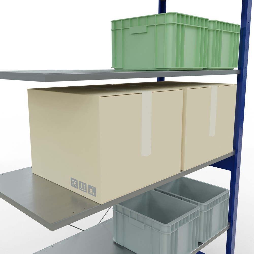 Número de imagen del producto 4: Estantería de cargas pequeñas SCHULTE, módulo adicional, azul genciana/galvanizado, carga por estante 150 kg, H x An x Fo 2.500 x 1.300 x 600 mm