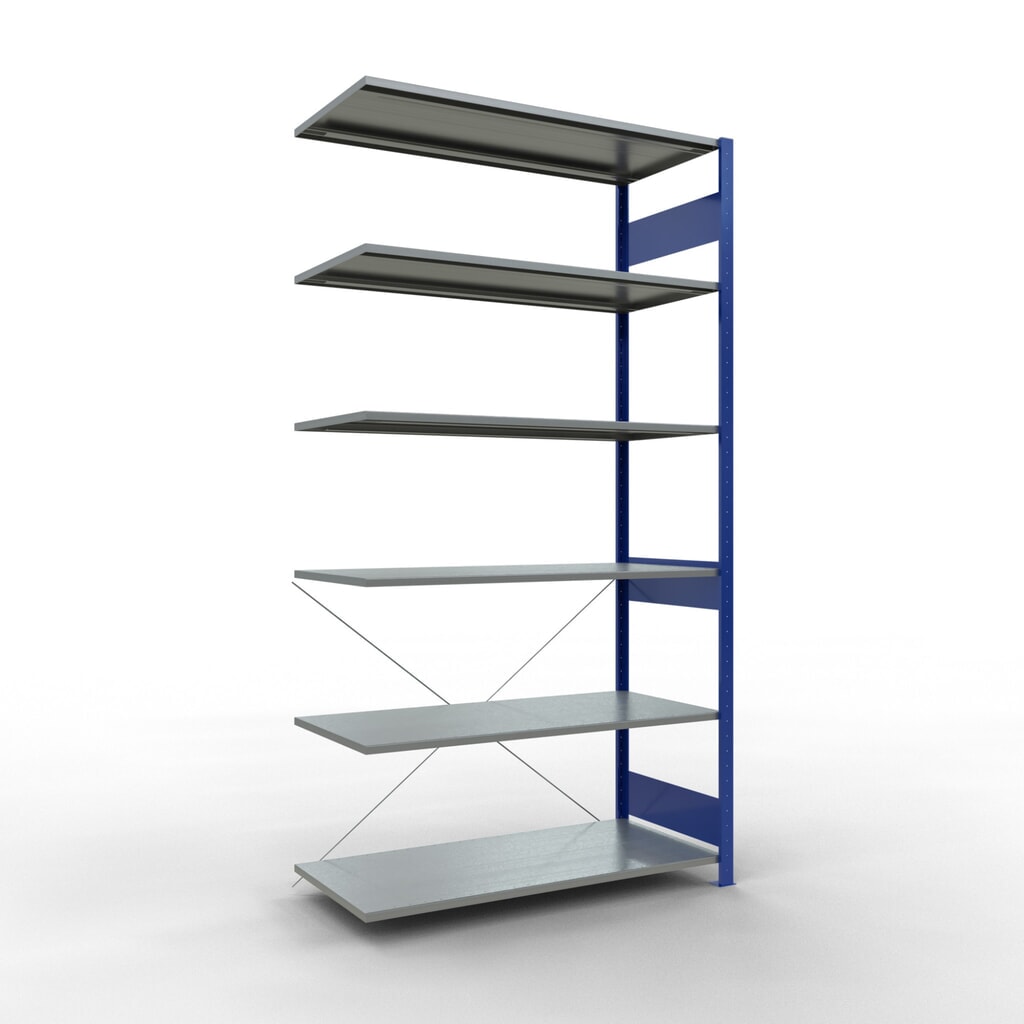 Imagen del producto: Estantería de cargas pequeñas SCHULTE, módulo adicional, azul genciana/galvanizado, carga por estante 150 kg, H x An x Fo 2.500 x 1.300 x 600 mm