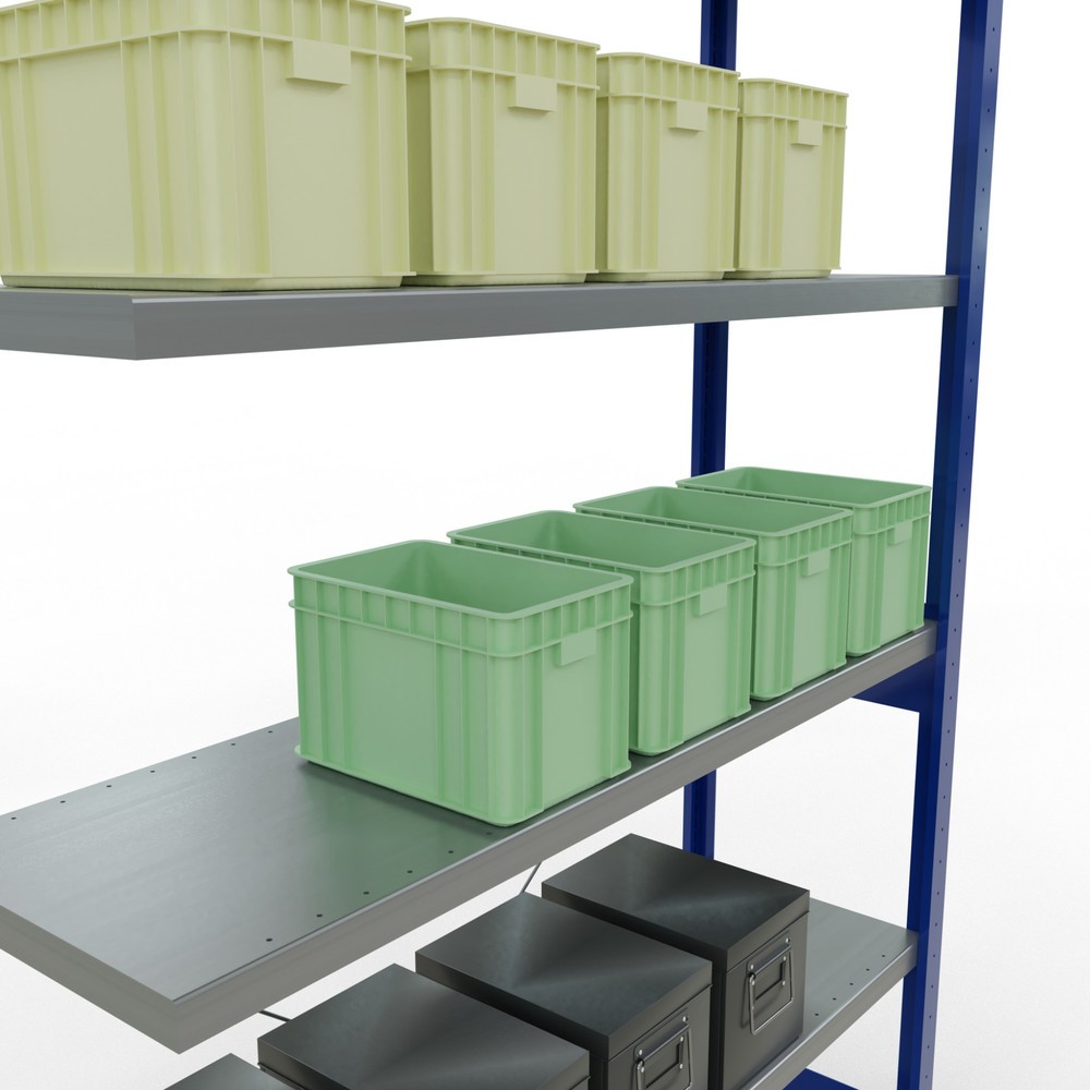Número de imagen del producto 4: estantería de cargas pequeñas SCHULTE, módulo adicional, azul genciana galvanizado, carga por estante 250 kg, alto H x An x F 2.500 x 1.300 x 400 mm