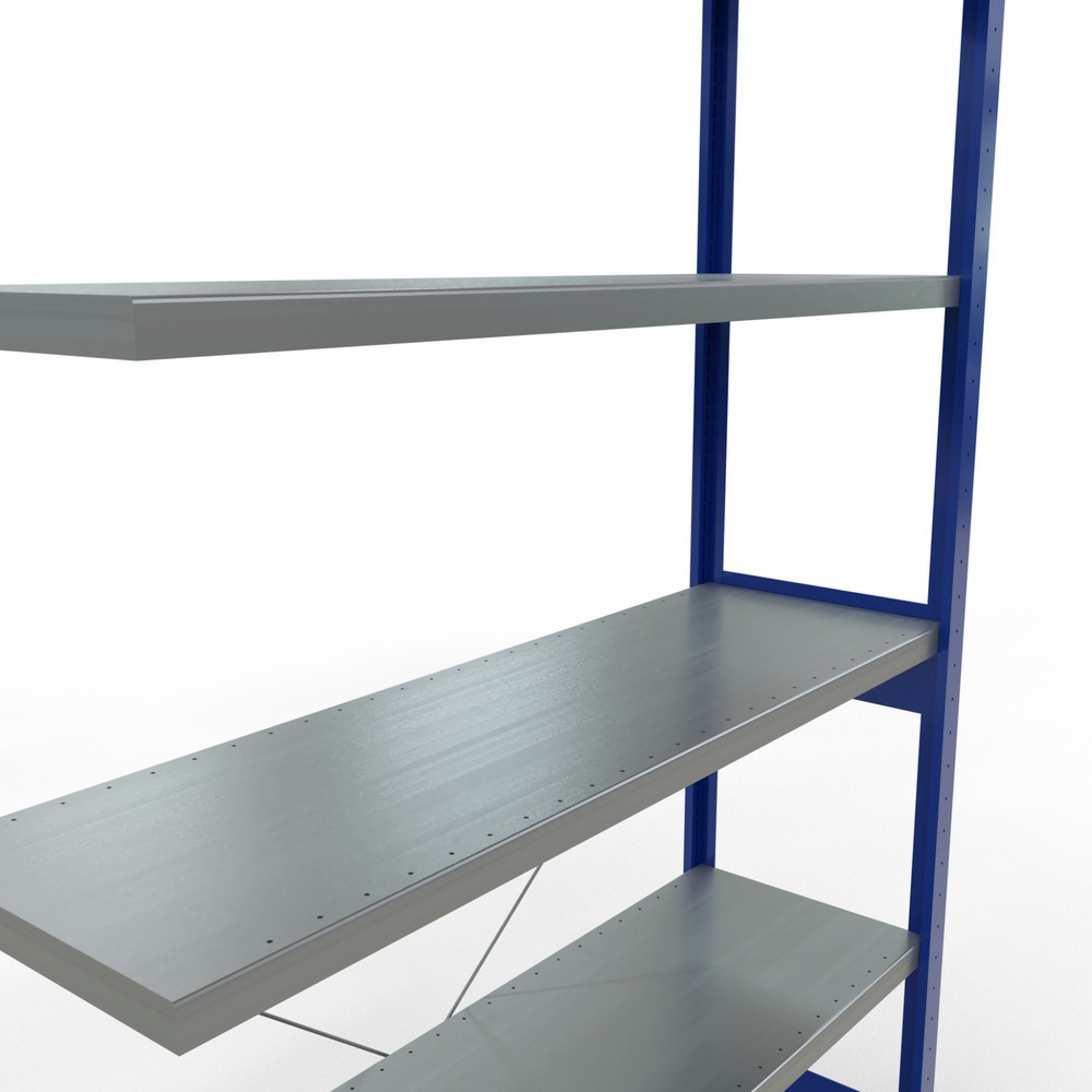 Número de imagen del producto 5: estantería de cargas pequeñas SCHULTE, módulo adicional, azul genciana galvanizado, carga por estante 250 kg, alto H x An x F 2.500 x 1.300 x 400 mm