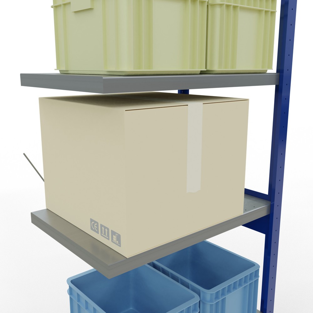 Número de imagen del producto 4: estantería de cargas pequeñas SCHULTE, módulo adicional, genciana azul/galvanizado, carga por estante 250 kg, alto H x An x F 2.500 x 750 x 500 mm