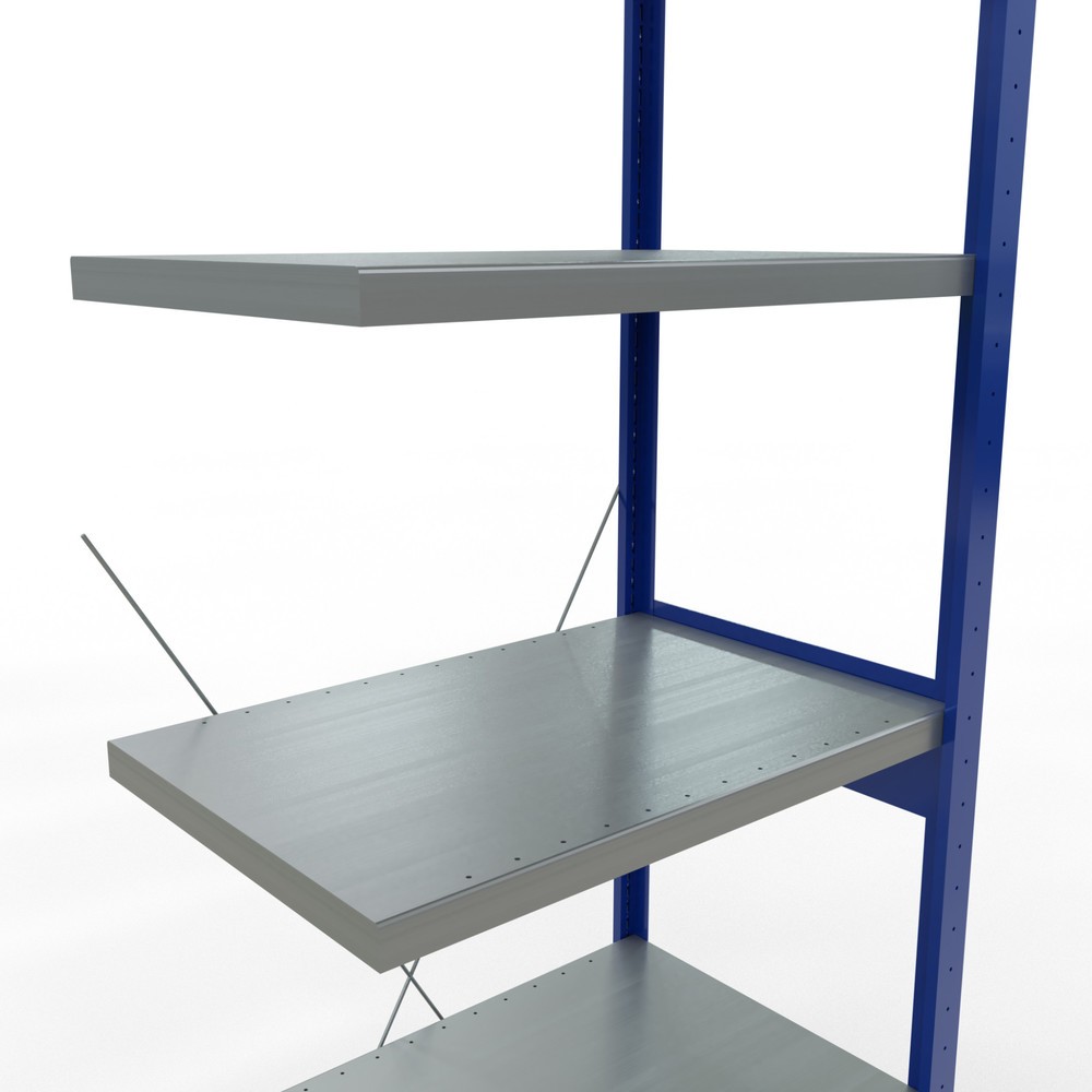 Número de imagen del producto 5: estantería de cargas pequeñas SCHULTE, módulo adicional, genciana azul/galvanizado, carga por estante 250 kg, alto H x An x F 2.500 x 750 x 500 mm