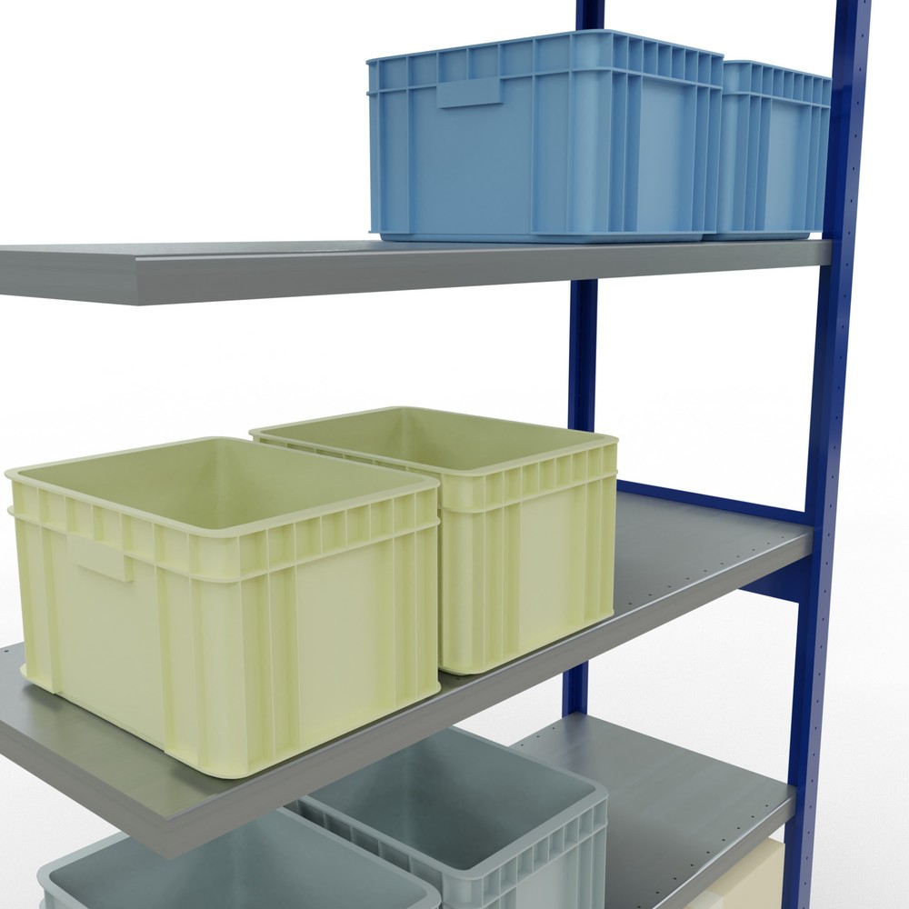 Número de imagen del producto 4: estantería de cargas pequeñas SCHULTE, módulo adicional, azul genciana galvanizado, carga por estante 250 kg, alto H x An x F 2.500 x 1.300 x 500 mm