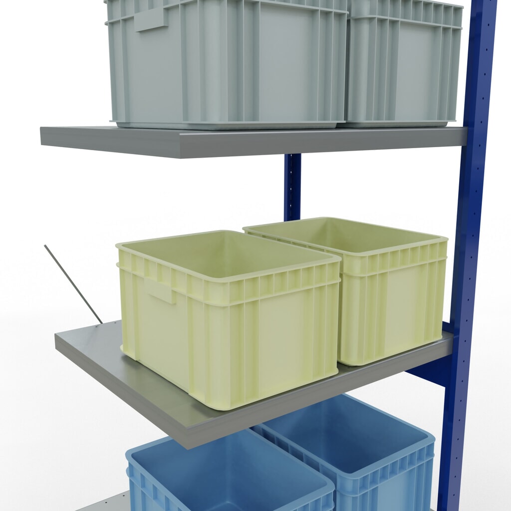 Número de imagen del producto 4: estantería de cargas pequeñas SCHULTE, módulo adicional, genciana azul/galvanizado, carga por estante 250 kg, alto H x An x F 2.500 x 750 x 600 mm