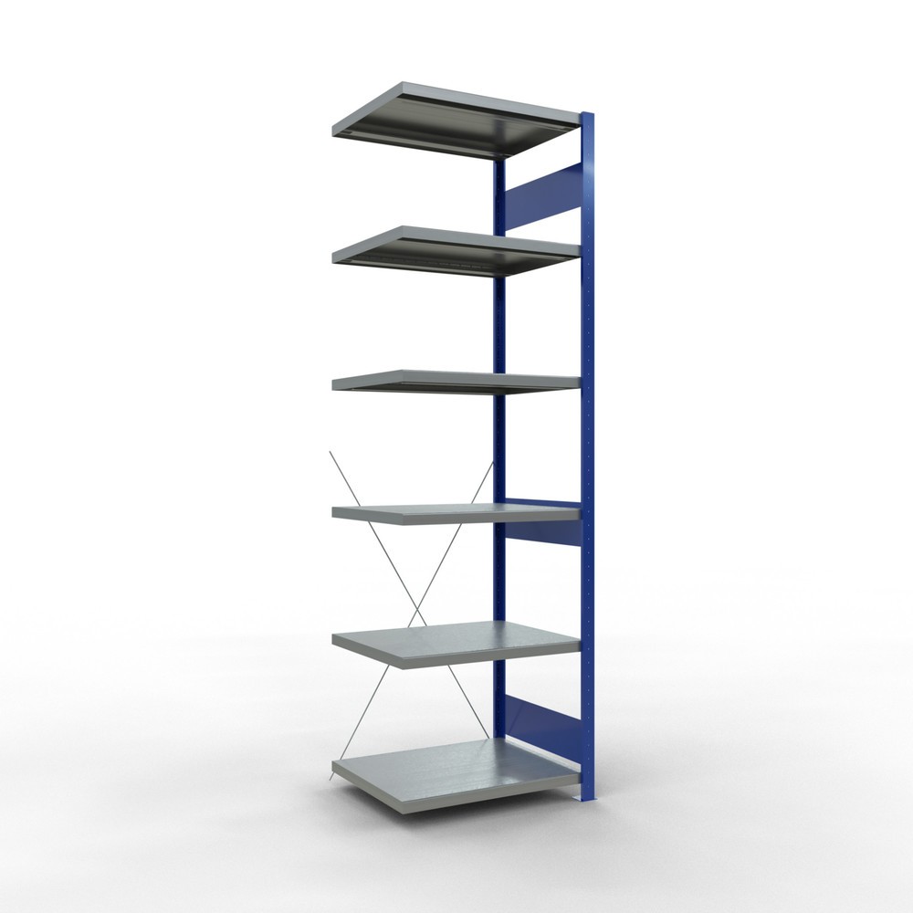 Imagen del producto: estantería de cargas pequeñas SCHULTE, módulo adicional, genciana azul/galvanizado, carga por estante 250 kg, alto H x An x F 2.500 x 750 x 600 mm