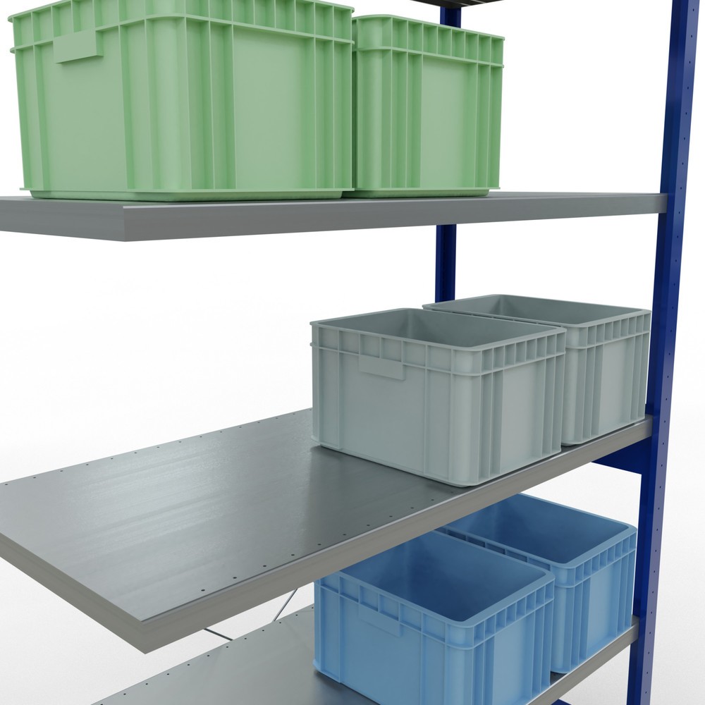 Número de imagen del producto 4: Estantería de cargas pequeñas SCHULTE, módulo adicional, azul genciana/galvanizado, carga por estante 250 kg, H x An x Fo 2.500 x 1.300 x 600 mm