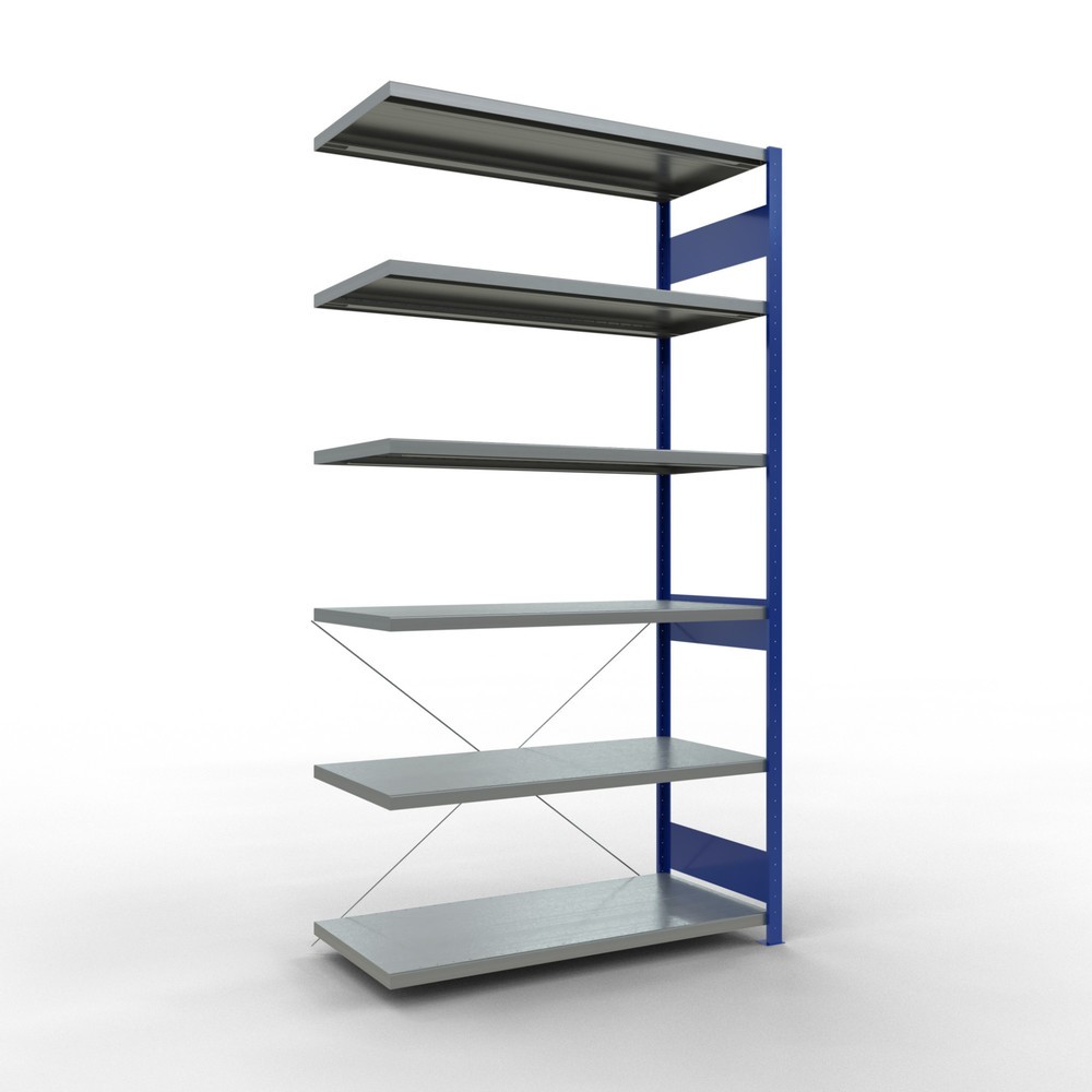 Imagen del producto: Estantería de cargas pequeñas SCHULTE, módulo adicional, azul genciana/galvanizado, carga por estante 250 kg, H x An x Fo 2.500 x 1.300 x 600 mm