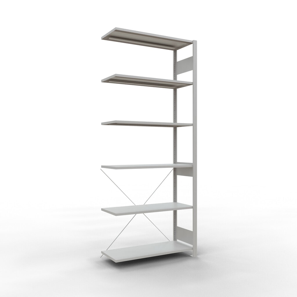Imagen del producto: Estantería de cargas pequeñas SCHULTE, módulo adicional, carga por estante 150 kg, gris luminoso, H x An x Fo 2.500 x 1.000 x 400 mm