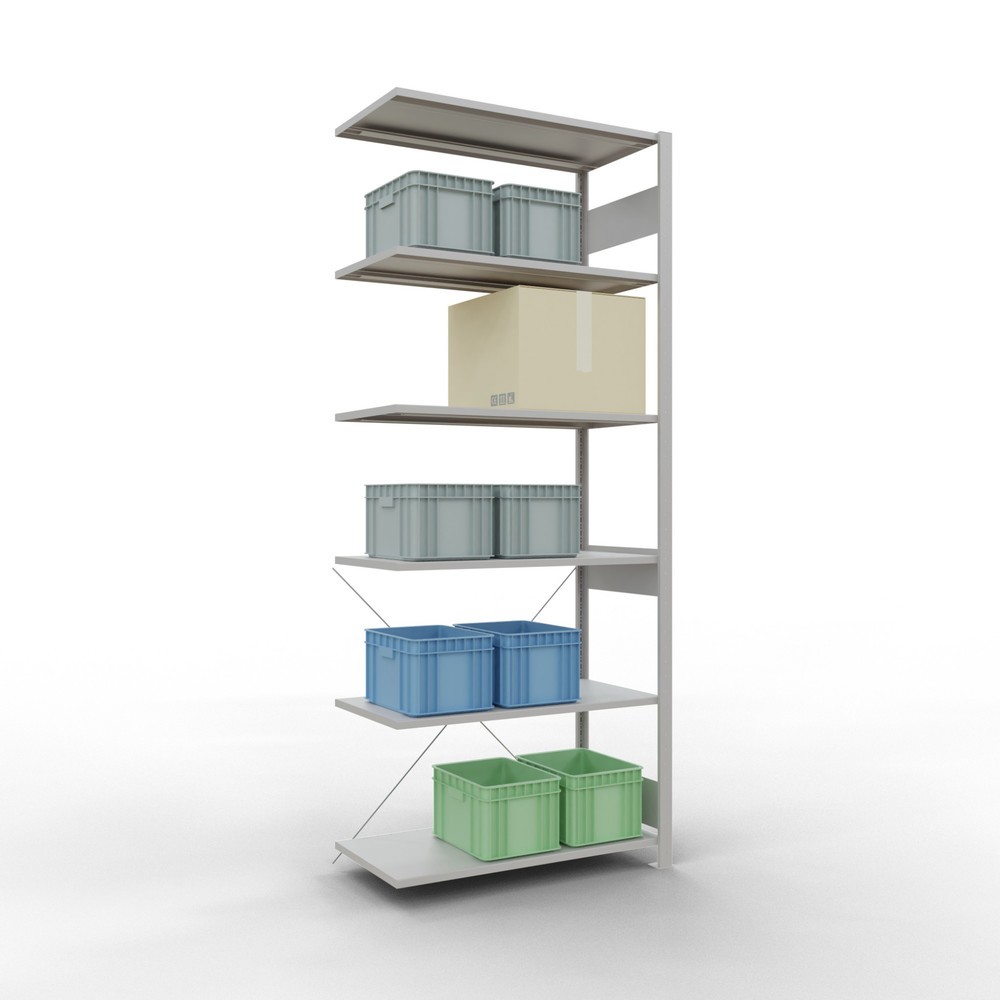Número de imagen del producto 3: Estantería de cargas pequeñas SCHULTE, módulo adicional, carga por estante 150 kg, gris luminoso, H x An x Fo 2.500 x 1.000 x 500 mm