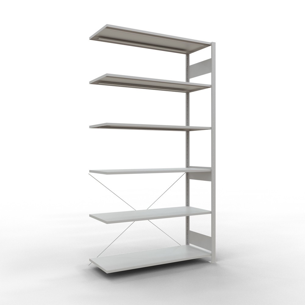 Número de imagen del producto 1: Estantería de cargas pequeñas SCHULTE, módulo adicional, carga por estante 150 kg, gris luminoso, H x An x Fo 2.500 x 1.300 x 500 mm