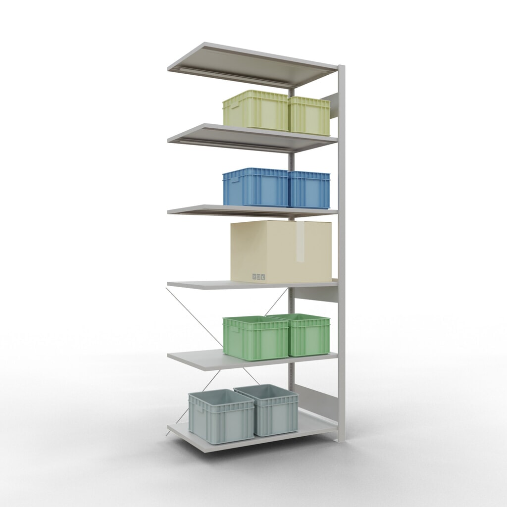 Número de imagen del producto 3: Estantería de cargas pequeñas SCHULTE, módulo adicional, carga por estante 150 kg, gris luminoso, H x An x Fo 2.500 x 1.000 x 600 mm