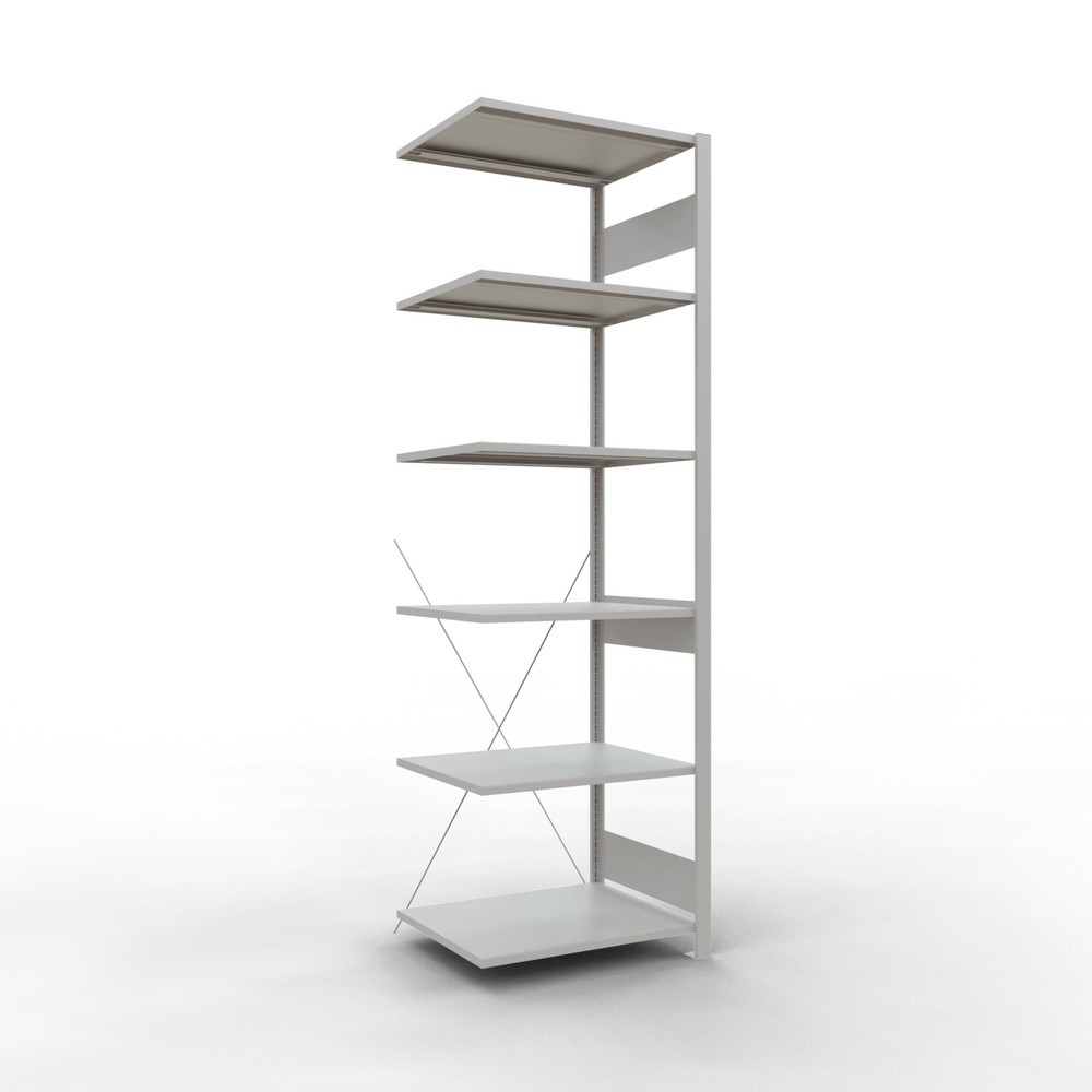 Número de imagen del producto 1: estantería de cargas pequeñas SCHULTE, módulo adicional, carga por estante 150 kg, gris claro, alto H x An x F 2.500 x 750 x 600 mm