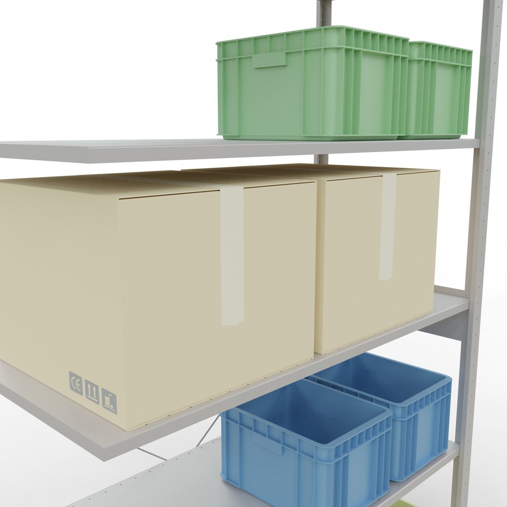 Número de imagen del producto 4: Estantería de cargas pequeñas SCHULTE, módulo adicional, carga por estante 150 kg, gris luminoso, H x An x Fo 2.500 x 1.300 x 600 mm