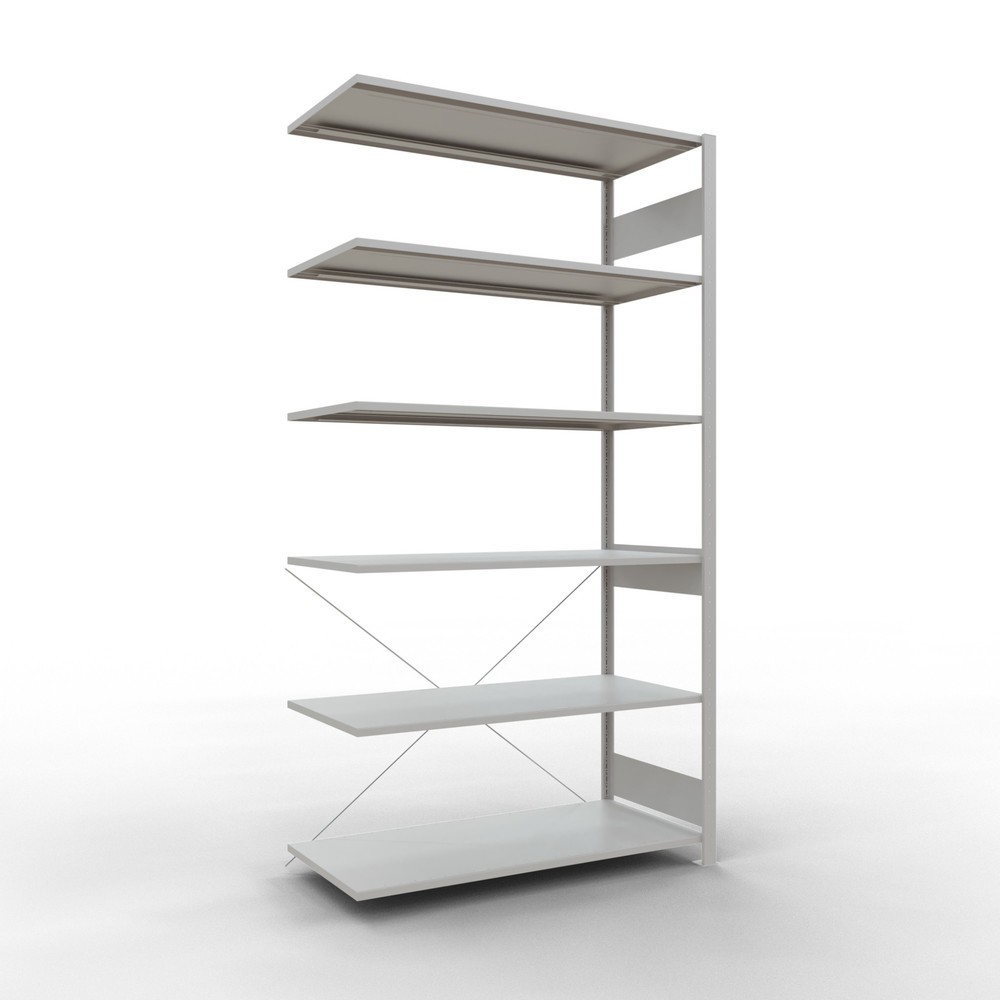 Número de imagen del producto 1: Estantería de cargas pequeñas SCHULTE, módulo adicional, carga por estante 150 kg, gris luminoso, H x An x Fo 2.500 x 1.300 x 600 mm