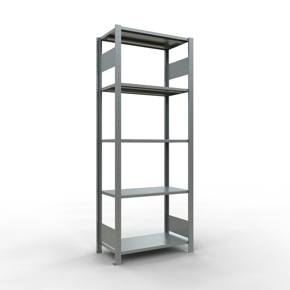 Número de imagen del producto 1: Estantería de cargas pequeñas SCHULTE galvanizada con 5 estantes de chapa de acero, carga por estante 150 kg, HxAxF 2.000 x 810 x 436 mm