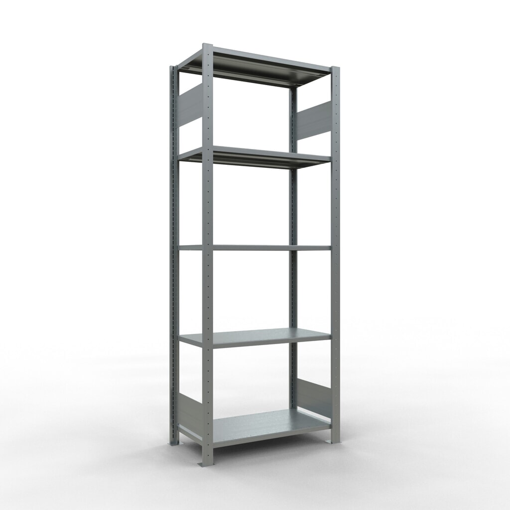 Estantería de cargas pequeñas SCHULTE galvanizada con 5 estantes de chapa de acero, carga por estante 150 kg, HxAxF 2.000 x 810 x 436 mm Imagen del producto: Estantería de cargas pequeñas SCHULTE galvanizada con 5 estantes de chapa de acero, carga por estante 150 kg, HxAxF 2.000 x 810 x 436 mm